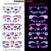 10Sheets 4th of July Glitter Face Temporary Tattoo Stickers Independence Day Glow in The Dark Red White Blue USA Flag Star Heart Eye Body Makeup Decals for Women Girls Costume Parade Party Decor