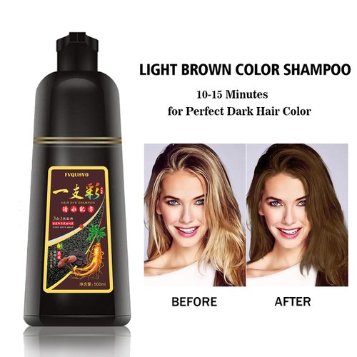 Coffee Instant Hair Color Shampoo - Long Lasting Brown Dye for Men & Women, 16.90 Fl Oz - Easy to Use (Coffee)