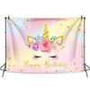 XYJolivian Unicorn Backdrop Happy Birthday Party Decorations for Girls Princess Children's Birthday Party Decorations Studio Props 6x3.6FT