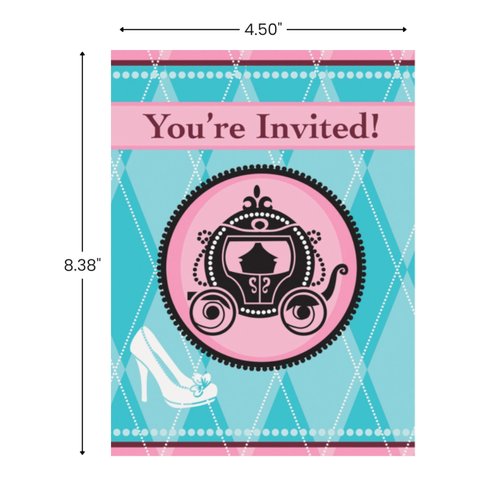 Unique Fairytale Princess Party Invitations | 5.5" x 4" | 8 Pcs, 5" x 4", Multi