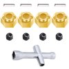 HobbyPark 4Pcs Brass Wheel Hex Hubs for TRX4M Upgrades Parts 1/18 RC Crawler Replacement of 9750, w/Lock Nuts, Wheel Wrench