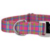 Country Brook Design - Bubblegum Pink Plaid Premium Dog Collar & Leash - Small
