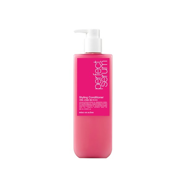 Mise En Scene Perfect 'Styling Serum Conditioner - Enriched with Argan Oil, Daily Nourishing Shampoo for Women, Styling Memory & Heat Protection, 22.99 Fl. Oz.