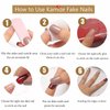 DANMANR Square Press on Nails Short Fake Nails French Acrylic Full Cover False Nails for Women and Girls 24PCS (Pink red)