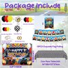 Lnkdeya Trucks Birthday Party Decorations - 144Pcs Trucks Theme Party Supplies Checked Balloon Garland Kit Truck Happy Birthday Banner Backdrop Tablecloth