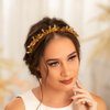 Formery Yellow Crystals Headband Gold Sparkle Flowers Crystal Beads Hair Band Party Prom Wedding Handmade Floral Beads Headpiece for Women and Girls
