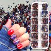 12 Grids 4th of July Nail Glitter Sequins 3D Holographic Nail Glitter Flakes Independence Day Nail Sequins Patriotic Laser Stars Nail Designs Red Blue Mixed Star Acrylic Nails Decoration for Women