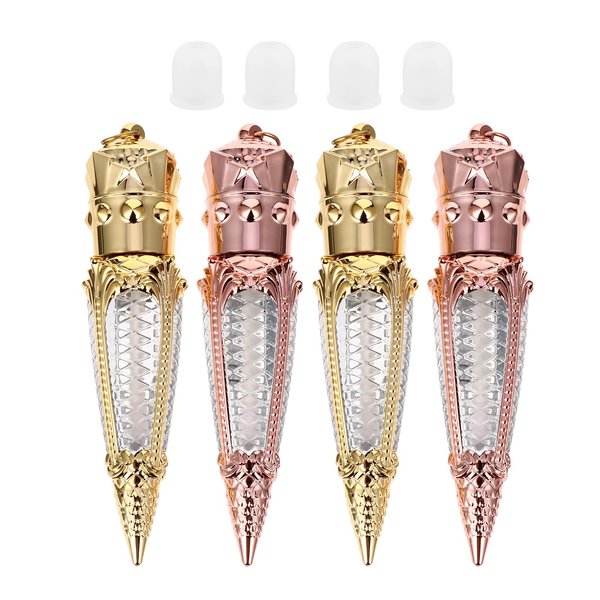 FRCOLOR 10pcs Empty Tube of Lip Gloss Lip Gloss Tube Diy Lipstick Container Mixable Lip Gloss Container Self Made Air Traffic Control Gold Rhinestone Lip Balm Tube Lipstick Box Plastic