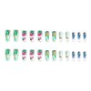 Tropical Press on Nails, 24 Pcs Long Coffin Fake Nails, Flower Leaf Designs Spring Summer Glue on Nails, Full Cover False Nails, Hawaiian Exquisite Static False Nails for Women