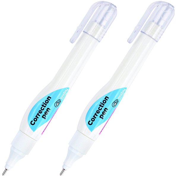 Enday White Out Liquid Pen, Metal Point Fine Tip Corrector Pen Fluid for Paper, 7 ml Whiteout Correction Liquid, Quick Dry Multi-Purpose Correcting Pen For Office School and Home, 2 Pack