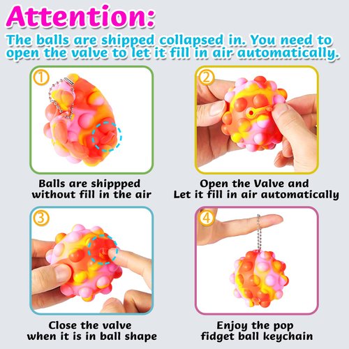Inflatable Pop Fidget Toys Its Ball Toy, 16 PCS 3D Squeeze Toys Stress Balls Bulk Party Favors for Kids Toys It Pop Fidgets Pack Autism Sensory Toys Toddler Toys ADHD Toys Easter Basket Stuffers