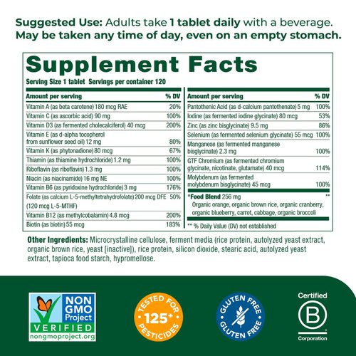 MegaFood Women's 55+ One Daily Multivitamin for Women with Vitamin A, Vitamin C & Vitamin E for optimal aging support - Plus Real Food - Bone & Immune Support Supplement - Vegetarian - 120 Tabs