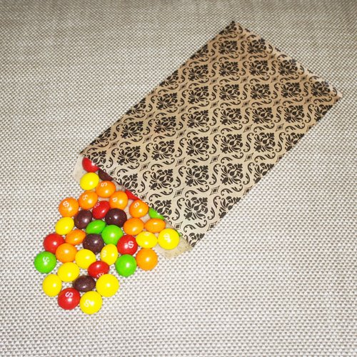 CuteBox 100pc Damask Flat Paper Gift Bags (4" x 6") for Merchandise, Crafts, Party Favors, Retail, Handmade Goods, Arts and Crafts, Outdoor Events, Holidays, Weddings