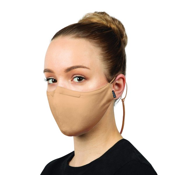 Bloch unisex adult Soft Stretch Reusable With Lanyard and Moldable Nose Pad (Pack of 3) Face Mask, Sand, One Size US