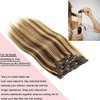 Loxxy New Version Thick Hair Extensions Clip in Human Hair Full Head Chocolate Brown Mixed with Light Golden Brown P#4/12 Silky Straight Glam Seamless Clip in Hair Extensions 7pcs 18 Inch 120g