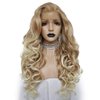 Anogol Hair Cap+Blonde Lace Front Wig for White Women Blond Ombre Lace Front Wig with Long Curly Lace Front Wigs Synthetic Hair for Party