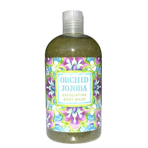 Greenwich Bay ORCHID JOJOBA Exfoliating Body Wash for Men and Women-Gentle Body Scrub Parabens Free -Sulphates Free-Blended with Loofah, Apricot Seed-Moisturizing Shea Butter and Jojoba Oil -16 oz.