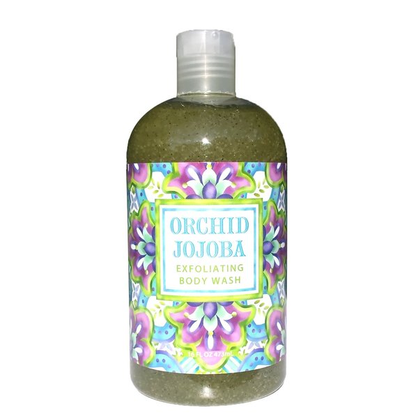 Greenwich Bay ORCHID JOJOBA Exfoliating Body Wash for Men and Women-Gentle Body Scrub Parabens Free -Sulphates Free-Blended with Loofah, Apricot Seed-Moisturizing Shea Butter and Jojoba Oil -16 oz.