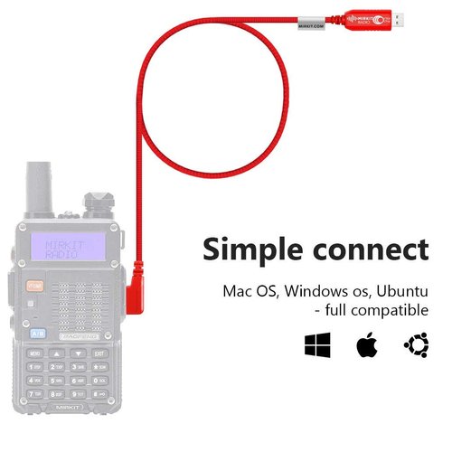 MIRKIT FTDI USB Programming Cable Model 3 Red for Flashing Analogue Ham Radio: Baofeng, Wouxun, Kenwood, Archell, Retevis