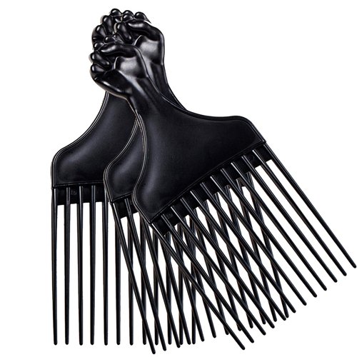 Soft 'N Style 3 Packs Black Afro Comb, Hair Pick for Curly Hair, Plastic Afro Pick for Women and Men, Detangle Wig Braid Hair Styling Comb, Hair Pick Comb for Styling, Curly Hair Comb