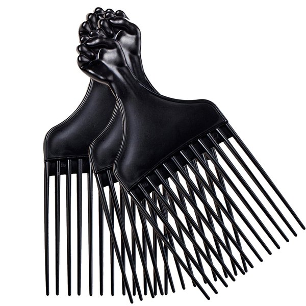 Soft 'N Style 3 Packs Black Afro Comb, Hair Pick for Curly Hair, Plastic Afro Pick for Women and Men, Detangle Wig Braid Hair Styling Comb, Hair Pick Comb for Styling, Curly Hair Comb