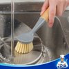 MR.SIGA Dish Brush with Bamboo Handle Built-in Scraper, Scrub Brush for Pans, Pots, Kitchen Sink Cleaning, Pack of 2