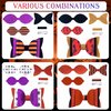 AOUXSEEM 24 Set Halloween Faux Leather Hair Bows DIY Making Kit with Pre Cut Pieces and Hair Clips, Make Fashionable Unique Hair Clips for Girls Women