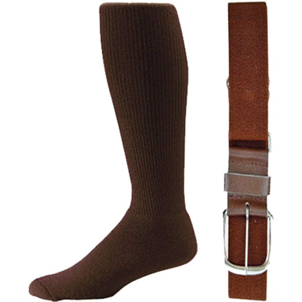 Joe's USA Baseball Socks & Belt, Adult - Brown