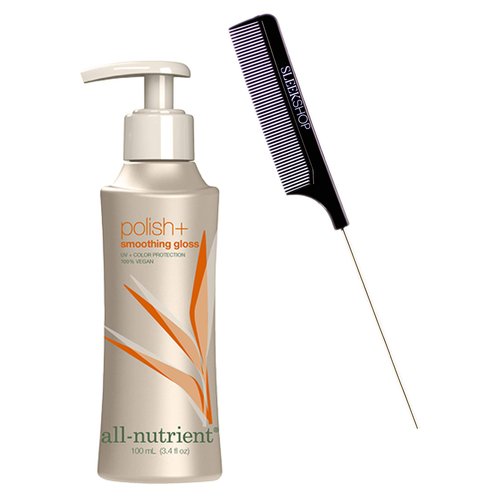 All-Nutrient Polish + Smoothing Gloss, Shine Humectant for Curly, Frizzy (w/Sleek Comb) Hair Oil Serum, UV+ Color Protection, 100% Vegan (3.4 oz / 100 ml)