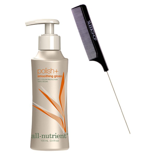All-Nutrient Polish + Smoothing Gloss, Shine Humectant for Curly, Frizzy (w/Sleek Comb) Hair Oil Serum, UV+ Color Protection, 100% Vegan (3.4 oz / 100 ml)