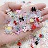 SUKPSY 100 Pcs Mixed Style 3D Nail Art Decorations Cute Bows Aurora Glitter Nail Rhinestone Resin Nail Charms for DIY Nail Art Design Accessories