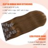 UGOTRAYS 18 Inch Chestnut Brown Clip-In Human Hair Extensions