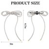 TUCEWP Rhinestone Bow Hair Clips Silver Sparkly Long Tail Hair Bow for Women Girls French Big Bling Ribbon Bowknot Spring Hair Clips for Curly Thick Hair Fashion Wedding Party Hair Accessories