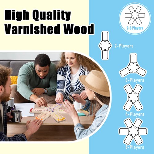 Original Marble Board Game, Wooden Aggravation Board Game for 2-6 Players, Portable Fast Track Board Game with 30 Marbles and 7 Dice for Family Friends, Party Game Night(Wooden)