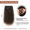 Clip in Hair Extensions, FLUFYMOOZ 4PC 100％ Pure Protein Silk Hair Extensions Long Soft Natural Hairpiece 20 Inch Curly Hair Extension for Women (Dark Almond brown with copper)