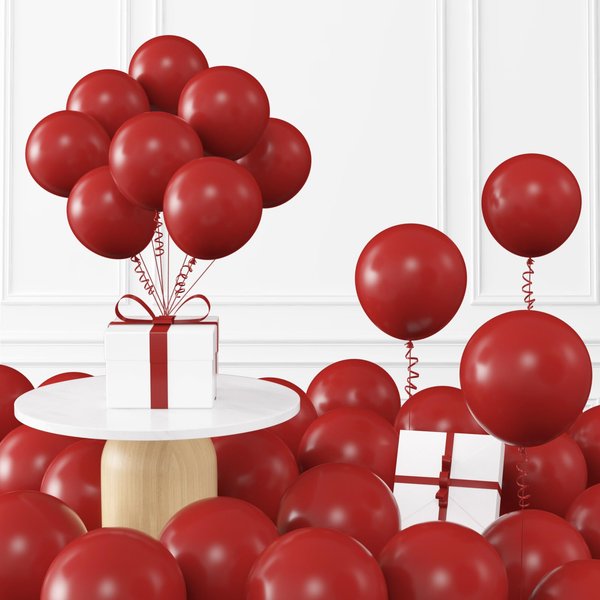 KALOR 12 Inch Burgundy Red Balloons, 3.2g/100 Pcs Thick Balloons, Matte Latex Balloons for Birthday Party, Wedding Decorations, Bridal Shower, Graduation Decorations, Baby Shower Décor