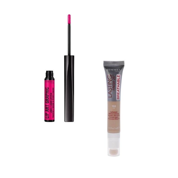 Lip Art & Concealer Duo: OWN YOUR POWER Graphic Liner + Liquid Lipstick & Breathable Concealer 100 Fair – Use Concealer to Extend Lip Color Wear