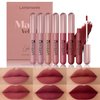BIOKUSY 6 PCS Matte Liquid Lipstick Set, Velvet Muddy Finish, Dark Red Burgundy Mini Lip Stain, Long Lasting 24 Hours Waterproof Smudge Proof Lip Gloss, Permanent Blush, Lip Makeup Gift Kit