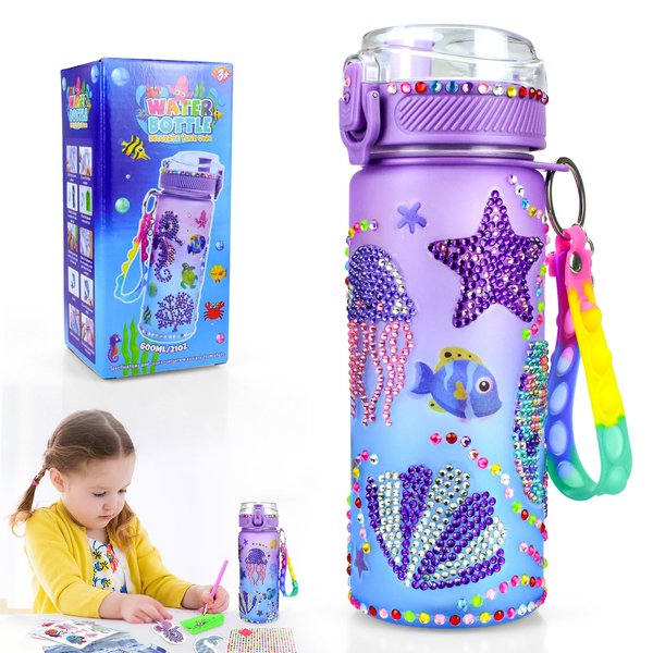 Decorate Your Own Water Bottle Kits for Girls Age 4-12, Gem Diamond Painting Crafts, Arts and Crafts Kits Girls Kids Toys Birthday Christmas Gifts for Girls Age 4 5 6 7 8 10