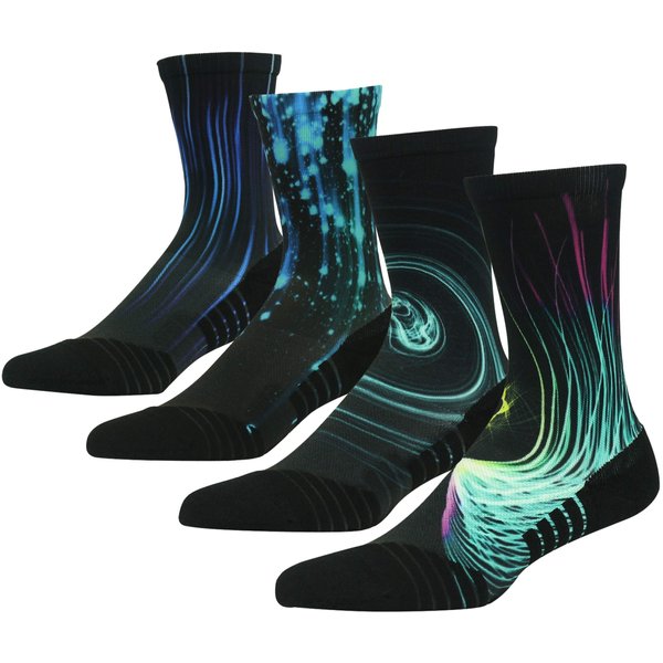 HUSO Basketball Socks Crew, Unisex Novelty Galaxy Casual Quick Dry Arch Compression Support Business Outdoor Wicking Cycling 4 Pairs (Multicolor, L/XL)