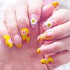 Frinail Fake Nails Press on Nails,24PCS Oval Short Glossy Glue on False Nails Sun Flower Cute Design Press ons Gel Manicure Nails Art,Almond Acrylic Floral Nails DIY Kit for Women,Girls