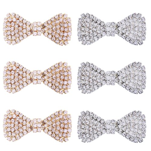 6 Pcs Bow Rhinestone Crystal Hair Clips, Mini Bowknot Rhinestone Hair Clips for Women Girls, Hair Bow Barrettes Accessories