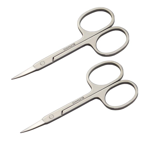 Motanar 2pcs Gold Silver Eyebrow Scissor Makeup Manicure Scissors Nails Cuticle Scissors Eyebrow Eyelashes Epilator Face Hair Removal Tools (Silver)