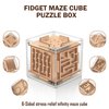 Fidget Puzzle Cube Toy for Adults - 6-Sided Wooden Brain Teaser Magic Cube for Anxiety Relief,Handheld Fidget Maze Cube IQ Balance Games for Travel,Christmas Fidget Gifts for Kids Men Teenage Boys