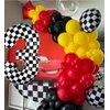 Kwuz 40 Inch Checkered Birthday Balloon Number 3 Boys Fast Three Birthday Decorations Race Car Racing Theme 3rd Birthday Party Balloons Decor Supplies Foil Mylar Black White