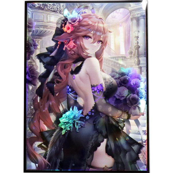 50ct (Yae Miko) Holographic Flashing Top Loading Trading Card Sleeves Deck Protector for MTG/TCG/PTCG Art Anime Printing Card Sleeves Protectors 67x 92 mm （A13）