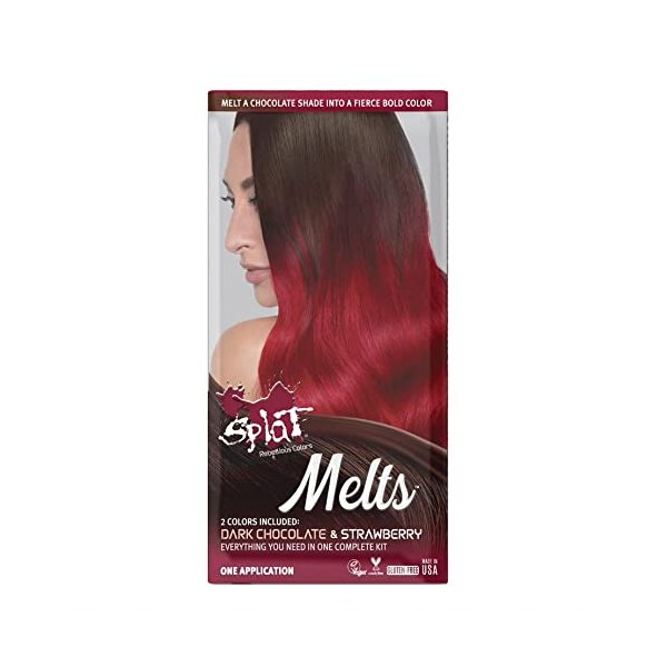 SPLAT MELTS COMPLETE KIT WITH BLEACH AND 2 SEMI-PERMANENT HAIR COLORS (Strawberry & Dark Chocolate)