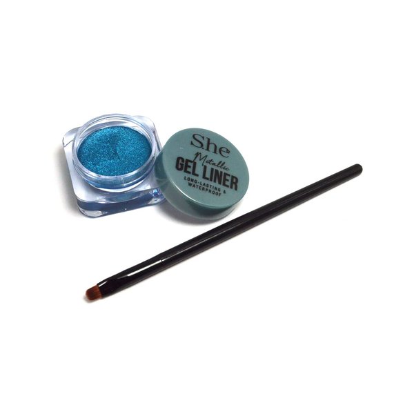 Makeup She Pick 1 Color Waterproof Metallic or Neon Gel liner Long Lasting Eye liner Eyeliner GL550 + Free Zipper Bag (Metallic Blue)