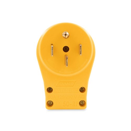 Camco Power Grip Camper/RV Replacement Plug | Attach 50 Amp Plug to Existing RV Extension Cord | Features 50 Amp RV Plug (NEMA 14-50P) & Ergonomic Designed Handle | Rated for 125-250V/12,500W (55255)