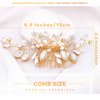 Olbye Women’s Rhinestone Hair Comb Bridal Headpiece Crystal Prom Hair Pieces Flower Bridesmaids Decorative Hair Clips Bride Pearls Hair Side Combs Wedding Hair Accessories for Brides (Gold)